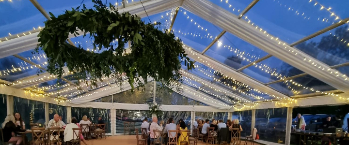 Traditional Clear Roofed Marquee for Hire | Fairytale Marquees | Available in Bedfordshire, Hertfordshire, Buckinghamshire and Cambridgeshire