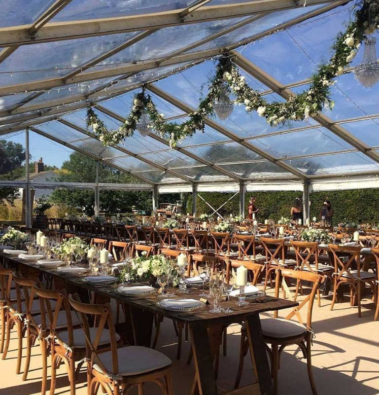 Clear roof wedding marquee hire Cambridgeshire