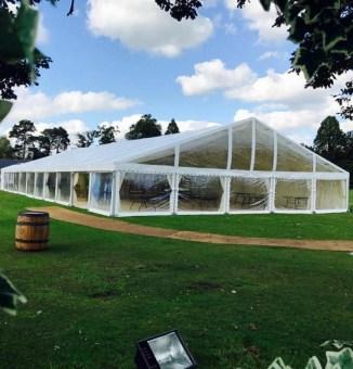 Large span frame marquee setup for an Asian wedding 