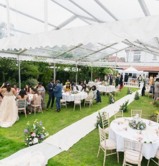 9mx12m Panoramic clear roof marquee for a summer time wedding party